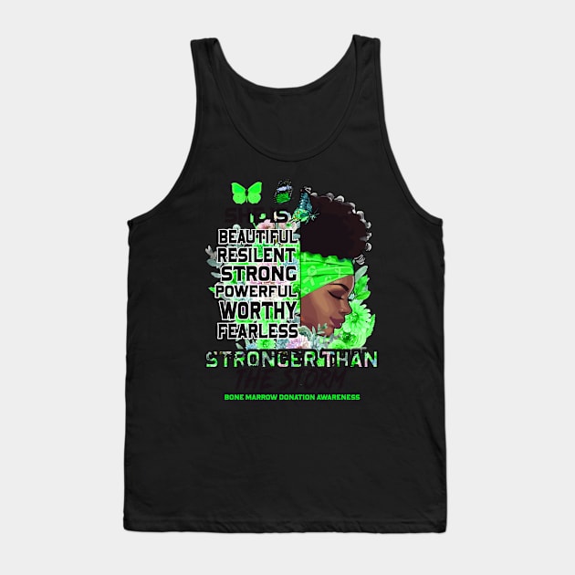 Bone Marrow Donation Awareness Black Girl Stronger than the storm Support Gift Tank Top by Benjie Barrett